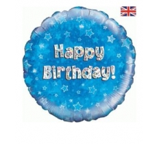 OAKTREE 18" HAPPY BIRTHDAY BLUE HOLOGRAPHIC