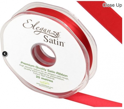 Eleganza Double Faced Satin Red Ribbon 15mm X 20M