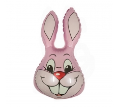 14" Pastel Pink Bunny Rabbit Head Foil Balloon