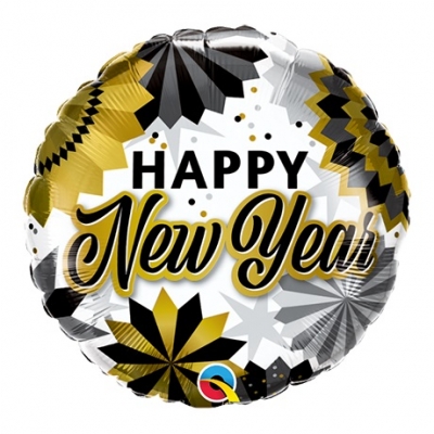 Qualatex 18" Round New Year Black & Gold Fans Balloons