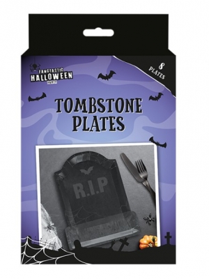 Halloween Embossed Tombstone Shaped Paper Plates 8pk