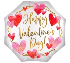 Super Shape Satin Watercolor Happy Valentines Day Balloon OON