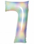 35" Large Number 7 Pastel Rainbow Foil Balloon