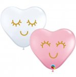 Qualatex 11" Heart Assorted Pink & White Eyelashes 50 Pack