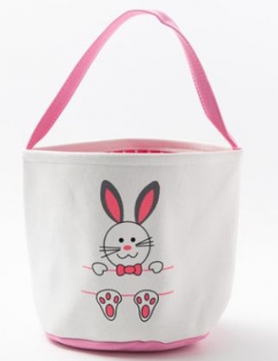 EASTER COTTON BUCKET WITH PINK BUNNY