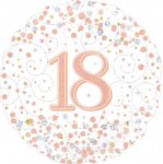 OAKTREE 18" 18TH BIRTHDAY WHITE & ROSE GOLD FOIL BALLOON