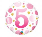 18" PINK DOTS AGE 5 FOIL BALLOON (1)