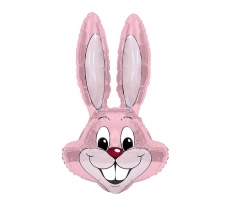 35" Pastel Pink Bunny Rabbit Head Foil Balloon Packaged