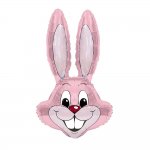 35" Pastel Pink Bunny Rabbit Head Foil Balloon Packaged