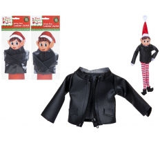 FAUX BLACK LEATHER JACKET WITH ZIP FOR ELF