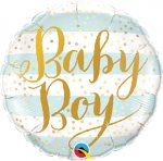 QUALATEX 9" ROUND BABY BOY BLUE STRIPES UNPACKAGED