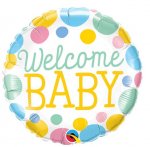 QUALATEX 18" WELCOME BABY DOTS ROUND