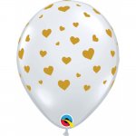 QUALATEX 11" DIAMOND CLEAR BALLOON HEARTS GOLD PACK OF 25