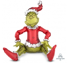 Sitting Santa Grinch Foil Multi Balloon 19"/48cm w x 24"/60