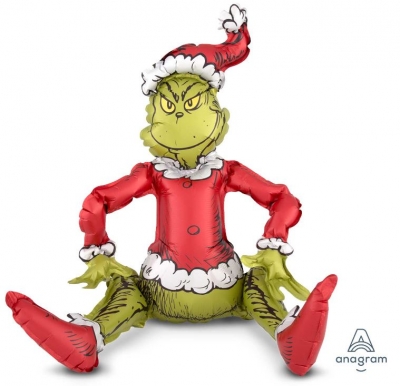 Sitting Santa Grinch Foil Multi Balloon 19"/48cm w x 24"/60