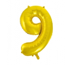 34" CLASSIC GOLD NUMBER 9 FOIL BALLOON (1)