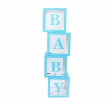 SET OF 4 BLUE BABY BALLOON BOXES 30CM X 30CM