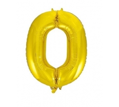 34" CLASSIC GOLD NUMBER 0 FOIL BALLOON (1)