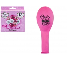 10" PRINTED BEST MUM EVER BALLOON 12 PACK