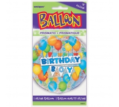 BIRTHDAY BOY PRISM ROUND FOIL BALLOON 18"