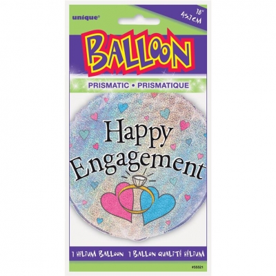 HAPPY ENGAGEMENT PRISM ROUND FOIL BALLOON 18"