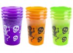 Halloween Plain Col Plastic Printed Cups 8oz Pack Of 4