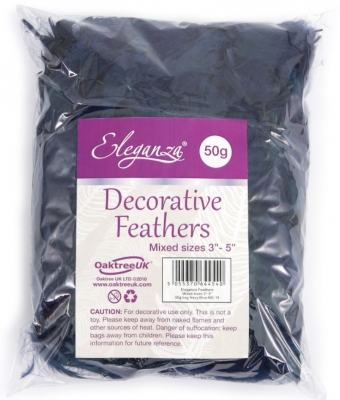 ELEGANZA FEATHERS MIXED SIZES 3-5INCH 50G BAG NAVY BLUE