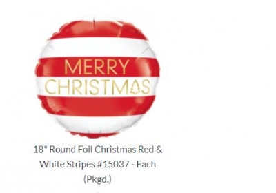 Round 18" Christmas Red & White Stripes Balloon