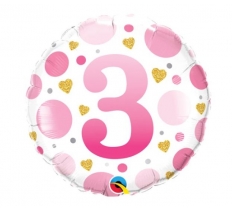 18" PINK DOTS AGE 3 FOIL BALLOON (1)