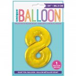 GOLD NUMBER 8 SHAPED FOIL BALLOON 34"