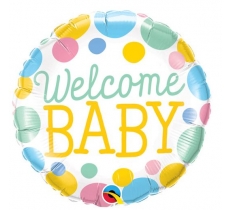 QUALATEX 18" WELCOME BABY DOTS ROUND