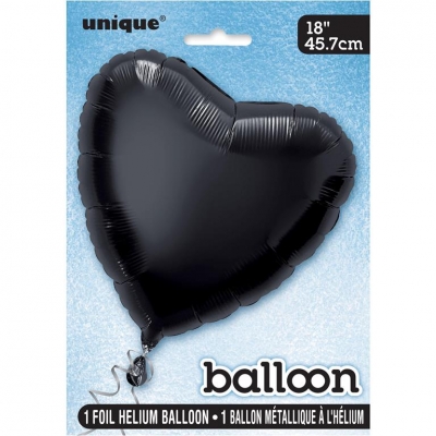 SOLID HEART FOIL BALLOON 18" BLACK