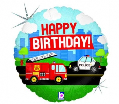 Emergency Vehicle B-Day Holog. 18" Single Pack