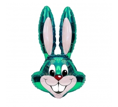 35" Green Bunny Rabbit Head Foil Balloon Packaged