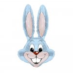 35" Pastel Blue Bunny Rabbit Head Foil Balloon Packaged