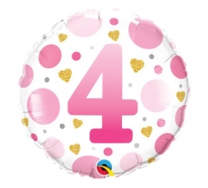 18" PINK DOTS AGE 4 FOIL BALLOON (1)