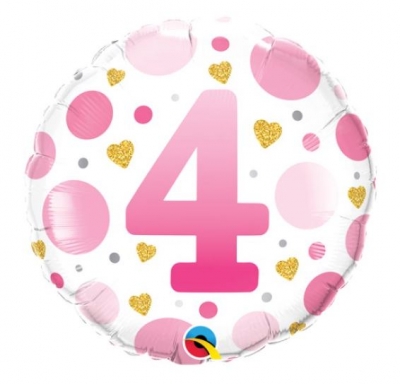 18" PINK DOTS AGE 4 FOIL BALLOON (1)