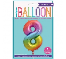 RAINBOW NUMBER 8 SHAPED FOIL BALLOON 34"
