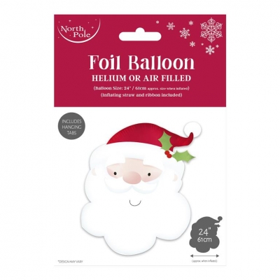 Christmas Santa Head Foil Balloon 57X52Cm