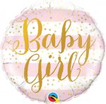 QUALATEX 9" ROUND BABY GIRL PINK STRIPES
