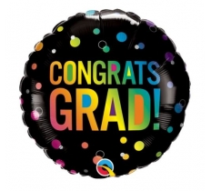 QUALATEX 18" ROUND CONGRATS GRAD OMBRE DOTS BALLOON