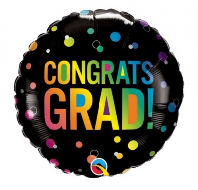 QUALATEX 18" ROUND CONGRATS GRAD OMBRE DOTS BALLOON