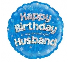 18" HAPPY BIRTHDAY HUSBAND HOLOGRAPHIC