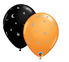 Orange & Black 11" Starry Night Latex Balloons (25)