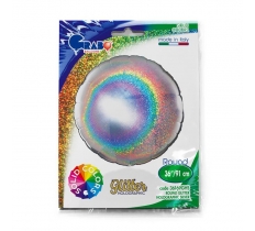 Grabo Round 36" Glitter Holographic Silver - Single Pack