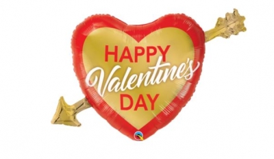 QUALATEX 39" SHAPE FOIL VALENTINE'S GOLDEN ARROW BALLOON