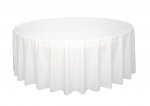 White Solid Round Plastic Table Cover 84"