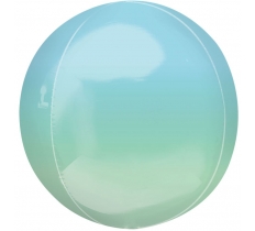 Ombre Blue & Green Orbz Packaged 15" Foil Balloons