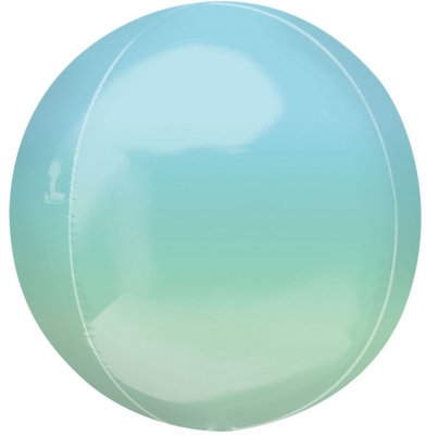 Ombre Blue & Green Orbz Packaged 15" Foil Balloons