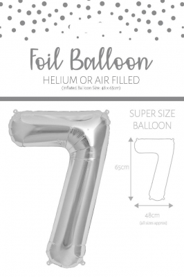 Number 7 Silver 25" Foil Balloon